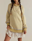 Dropped shoulders oversized Knit sweater Pullover in stripe