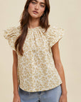 Floral Ruffle Sleeve Blouse