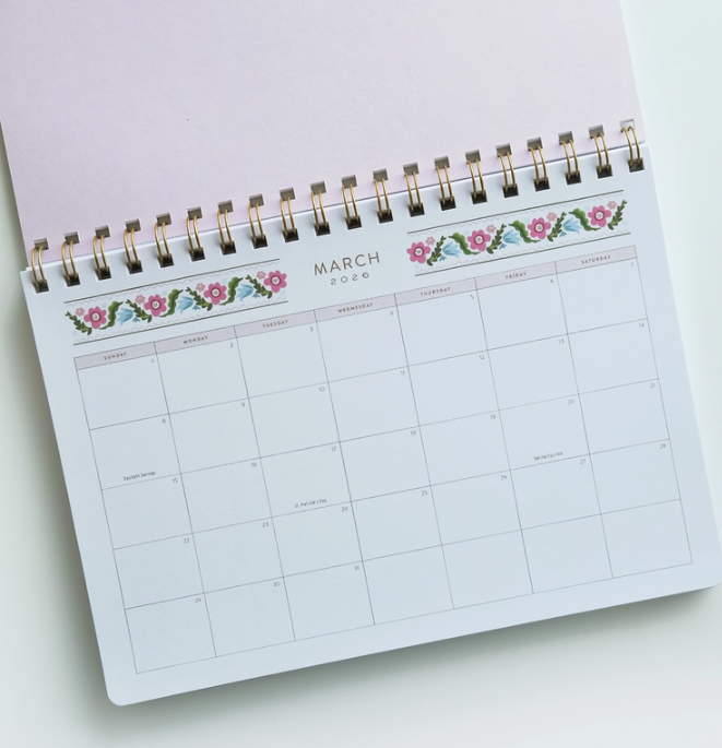 2026 Desktop Planner, Block Print Stripe