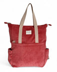 Coral Pink Corduroy Backpack Shoulder Bag