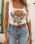 Western Retro Floral Scalloped Knit Sweater Vest