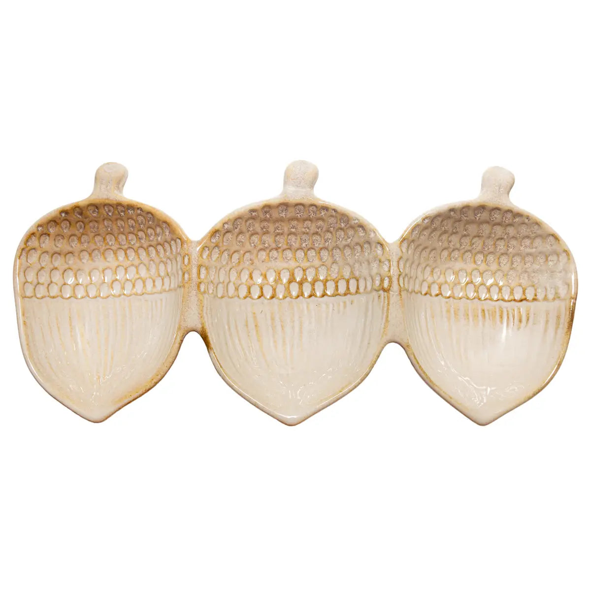13" Acorn 3 Section Stoneware Dish