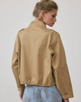 Cropped Utility Jacket with Stand Collar