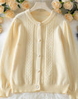 Solid Crochet Lace Button Front Cardigan
