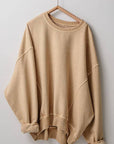 Crew Neck Comfort Washed Organic Cotton Spring Sweatshirt