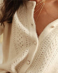 Solid Crochet Lace Button Front Cardigan
