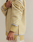 Dropped shoulders oversized Knit sweater Pullover in stripe