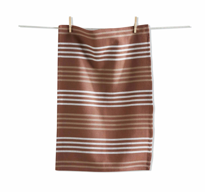Basket Weave Stripe Dishtowel - Latte