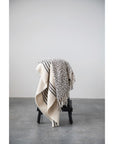 Double Cloth Stitched Throw Blanket with Frayed Edges