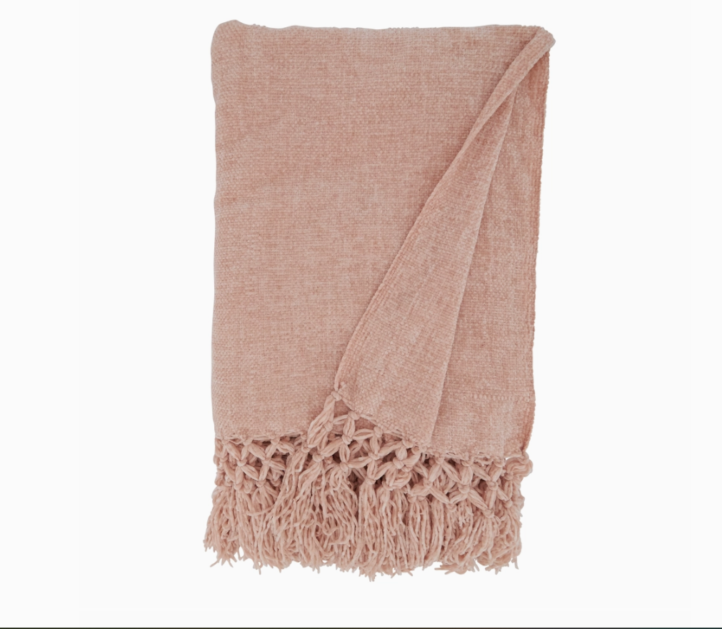 Blush Knotted Chenille Throw