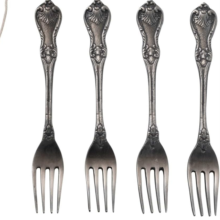 Embossed Brass Fork - Antique Silver