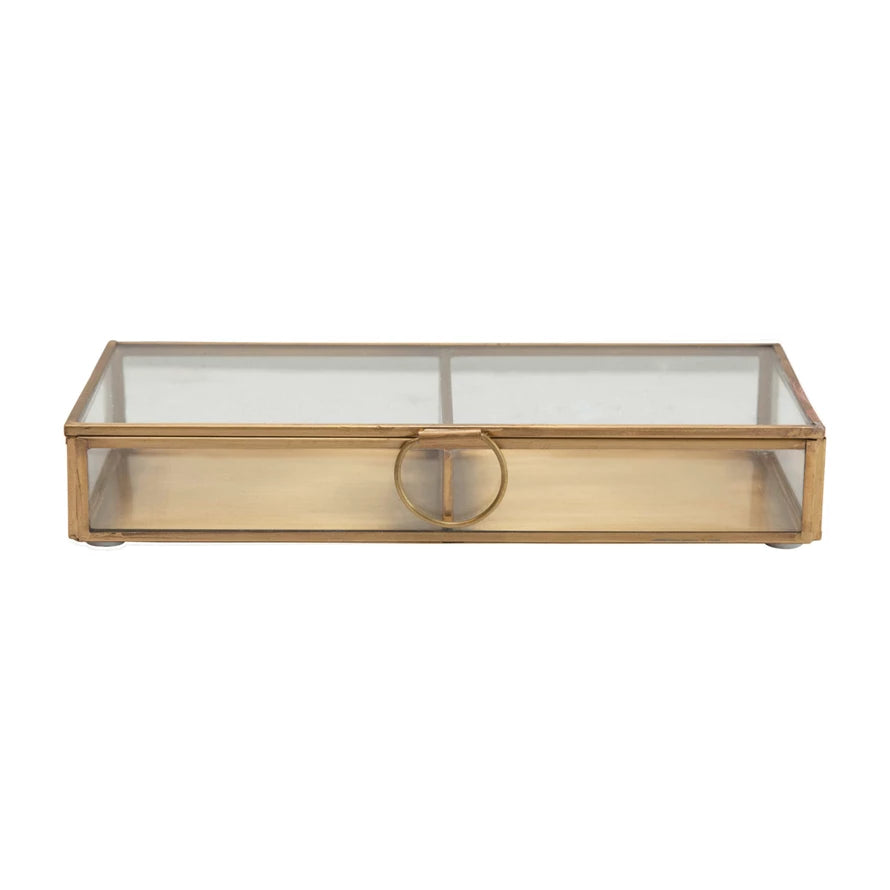 Brass and Glass Divided Display Box