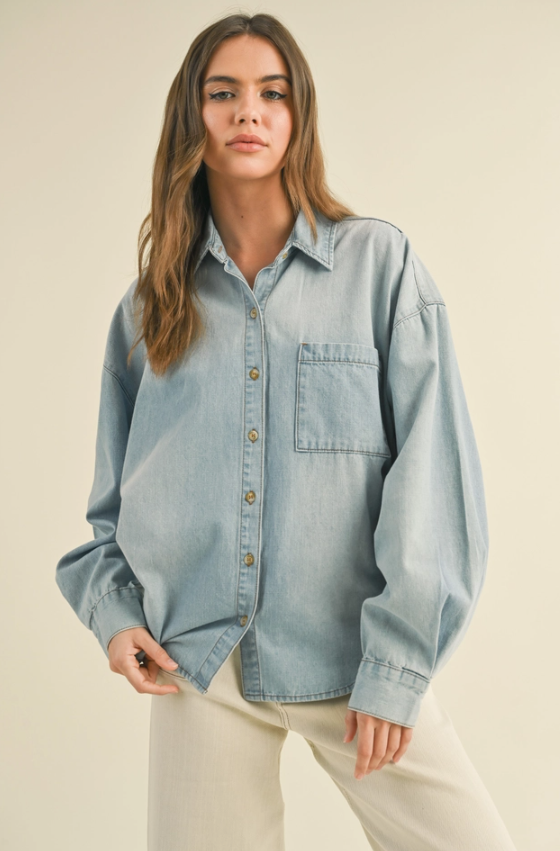 Light Denim Button Down Denim Shirt