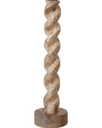 Carved Mango Natural Wood Twisted Taper Holder