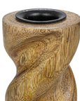 Carved Mango Natural Wood Twisted Taper Holder