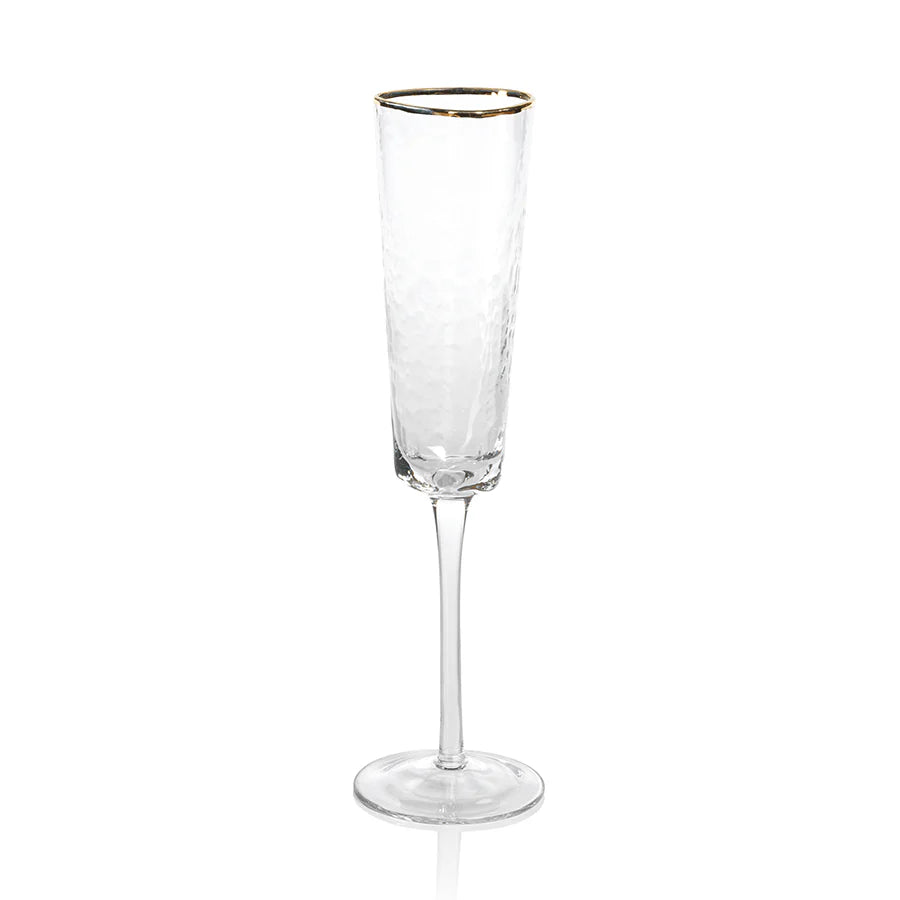 Triangular Champagne Flute with Gold Rim