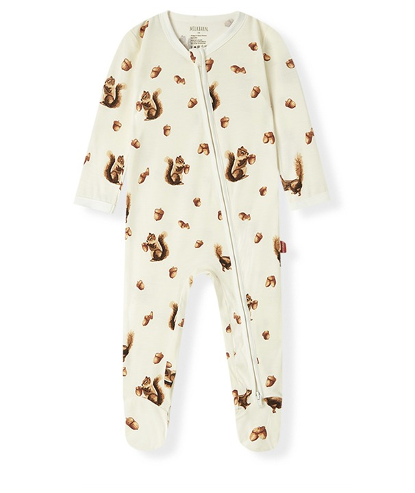 Chipmunk Luxe Stretch Zip Footed Romper