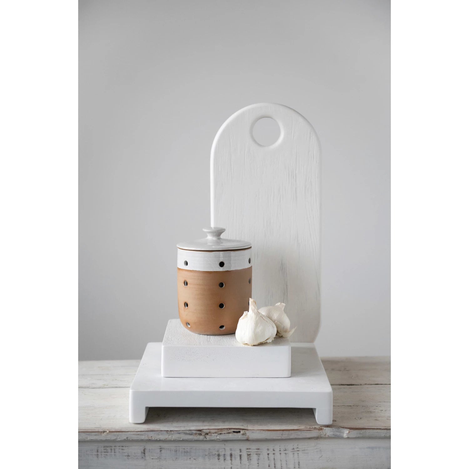 Acacia Wood Serving Board - Textured White