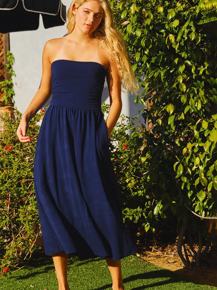 Dark Navy Bandeau Dress