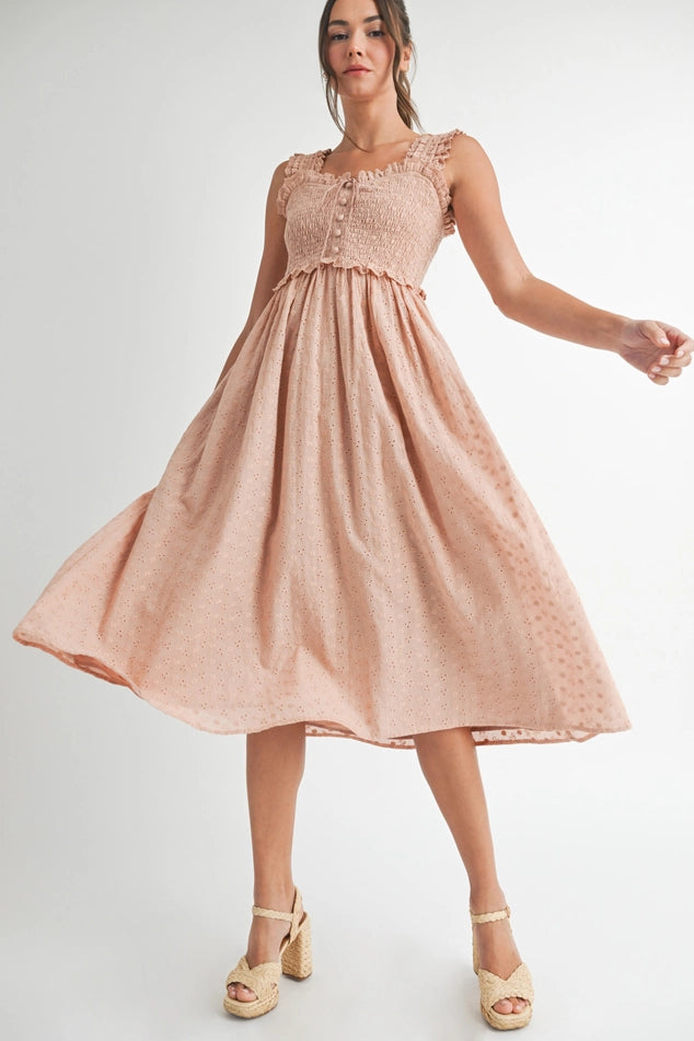 Textured Cotton Midi Dress