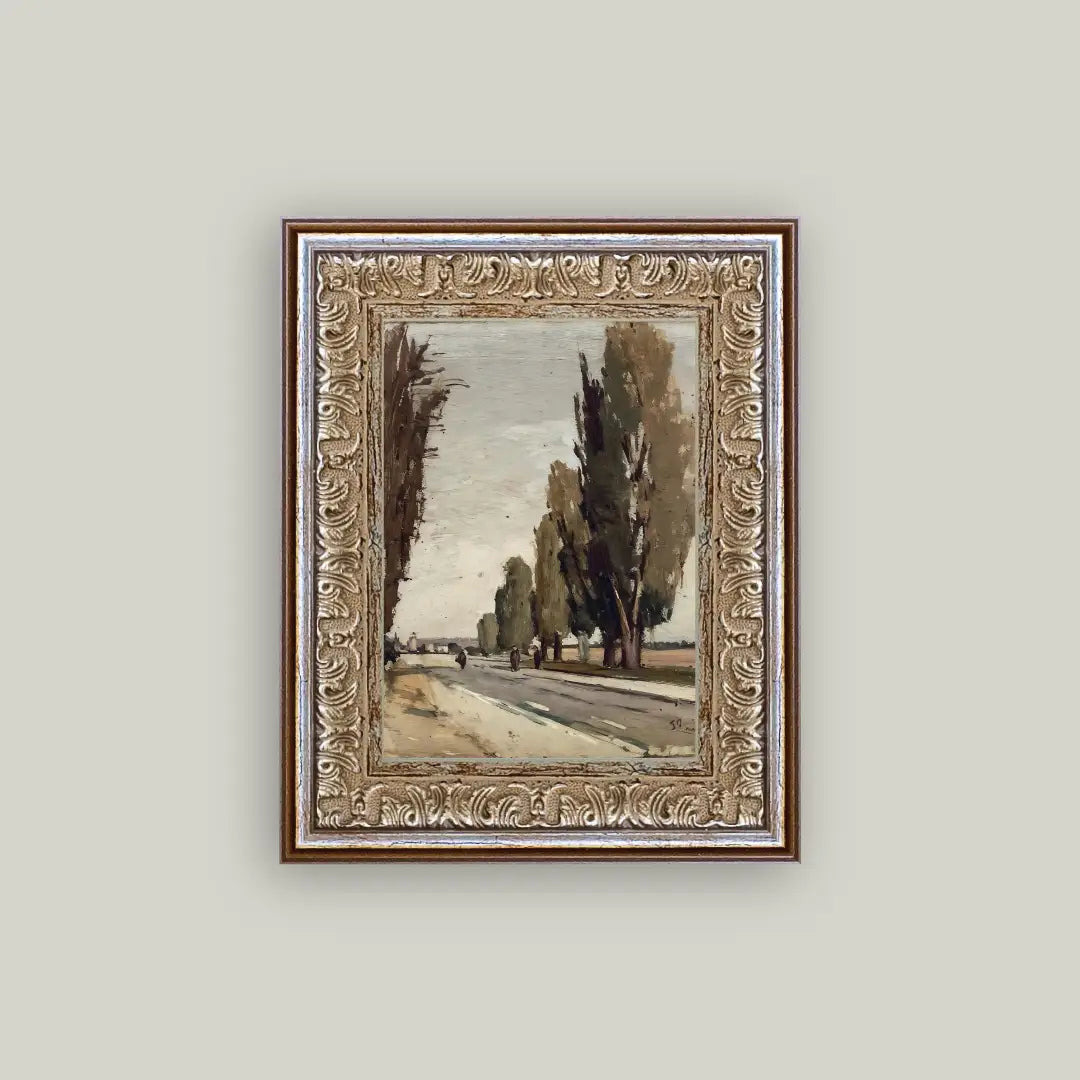 European Tree Lane Antique Framed Artwork 5x7