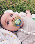 Grey and White Pacifier Clip