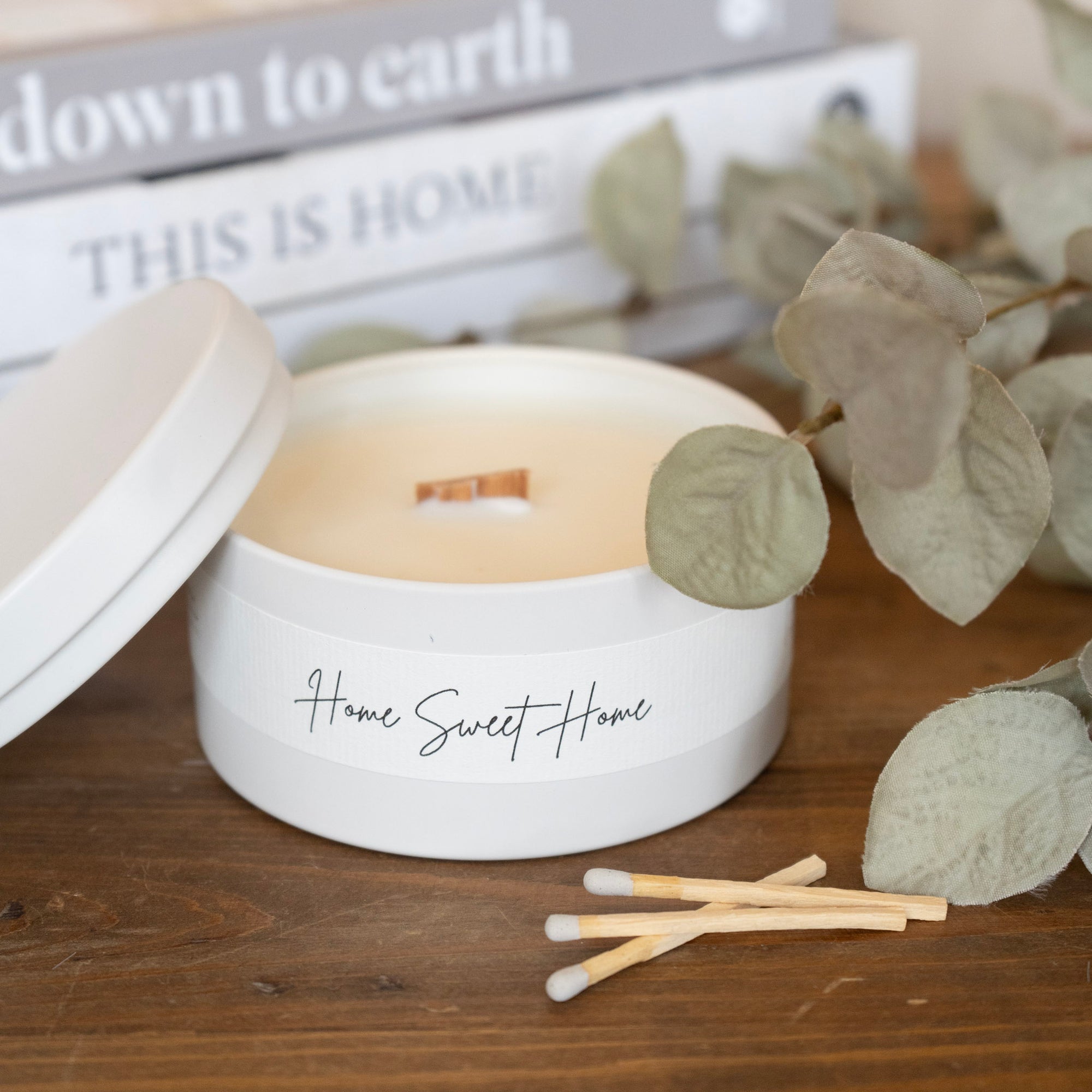 Home Sweet Home White Candle Tin