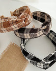 Knit Plaid Twist Headband