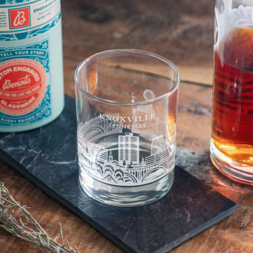 Knoxville Skyline Etched Rocks Glass