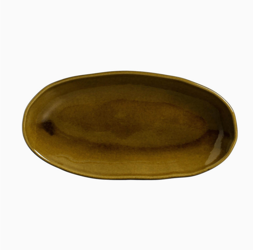 Amber Deep Oval Stoneware Platter