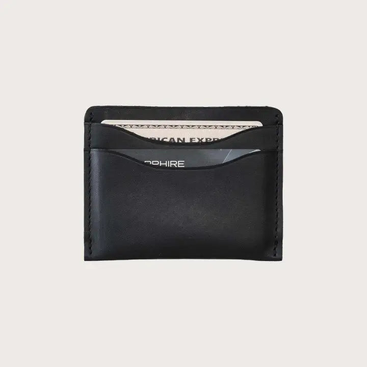 Leather Card Holder Wallet - Black