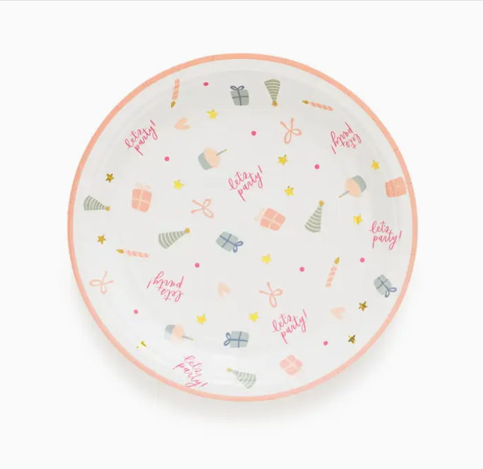 Small Paper Plates, Birthday Party - Set of 8