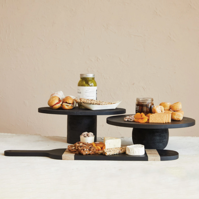 Mango Wood Pedestal, Black