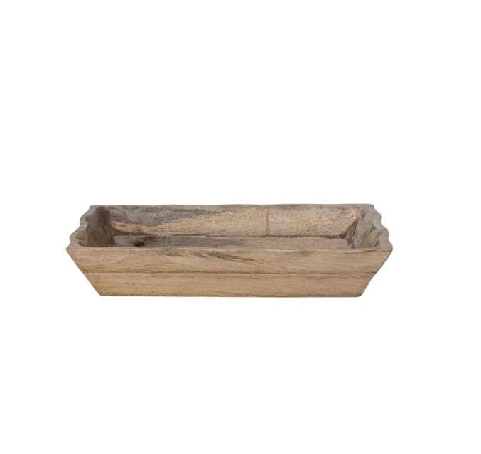 Mango Wood Tray with Scalloped Edges