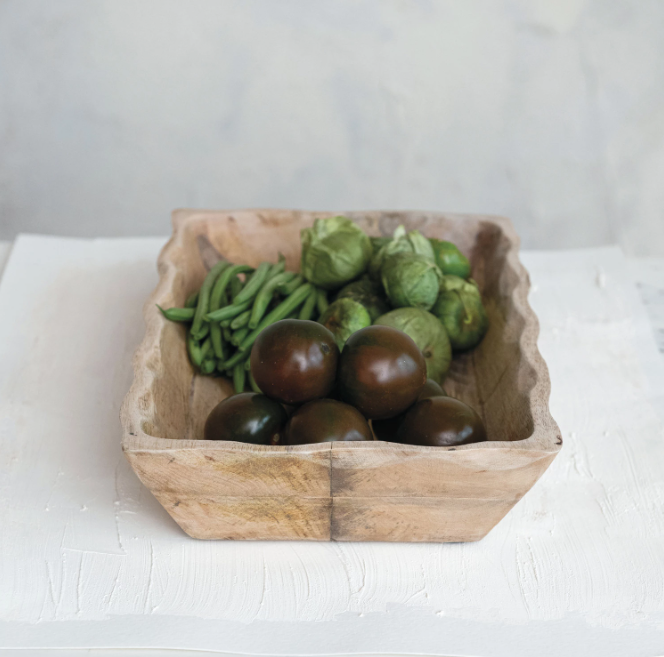 Mango Wood Tray with Scalloped Edges