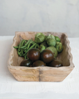 Mango Wood Tray with Scalloped Edges