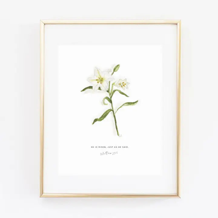 Matthew 28:6 Easter Lily Scripture Print