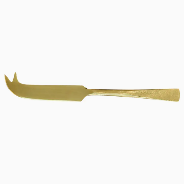 Miro Fork Tip Spear Cheese Knife, Brass