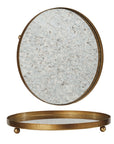 Decorative Metal Footed Antiqued Mirror Tray