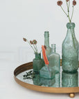 Decorative Metal Footed Antiqued Mirror Tray