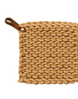 Cotton Crocheted Pot Holder with Leather Loop