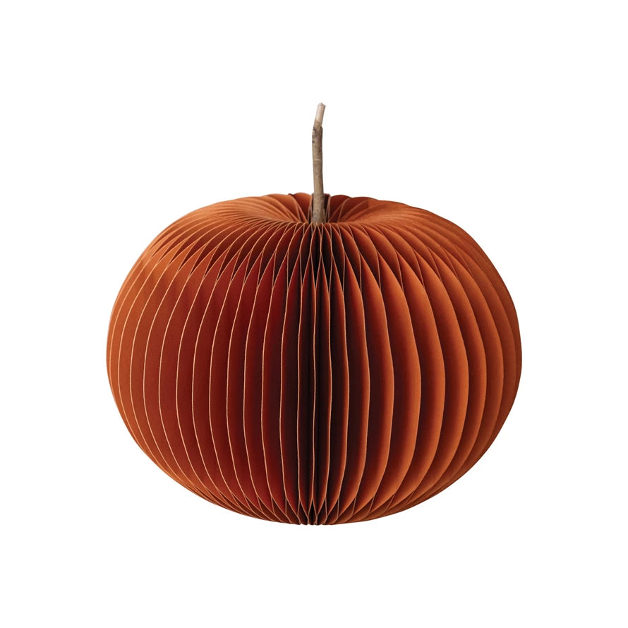 Recycled Paper Folding Honeycomb Pumpkin, 9" x 7"H