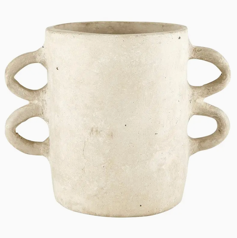 Paper Mache Vase with Handles - Natural