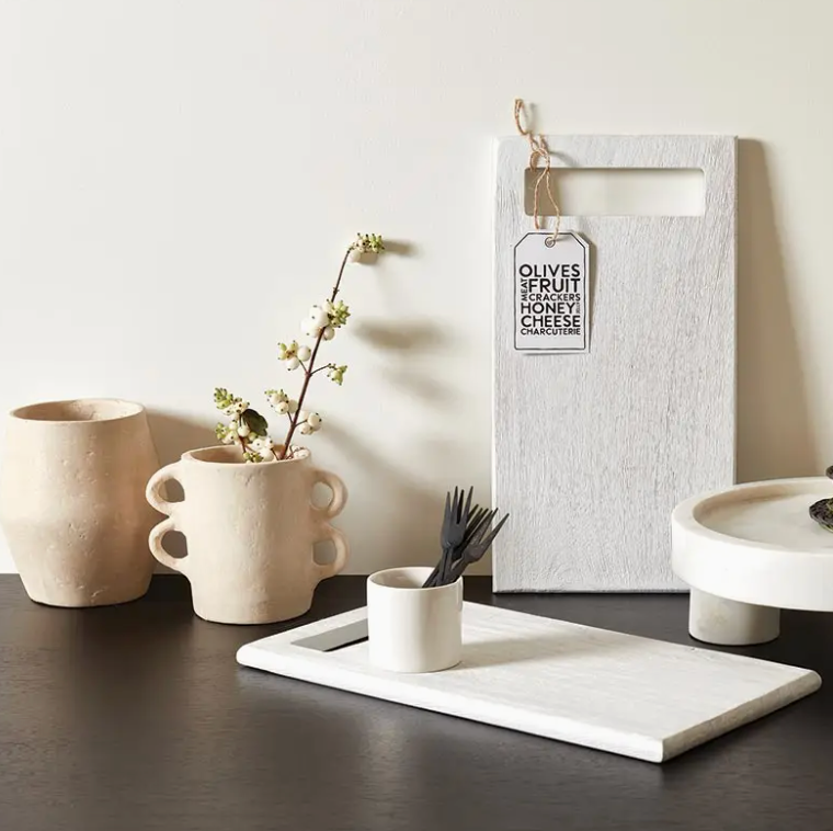 Paper Mache Vase with Handles - Natural
