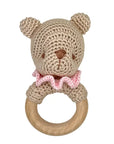 Crochet Bear Bamboo Woodring Rattle