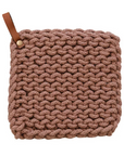 Cotton Crocheted Pot Holder with Leather Loop