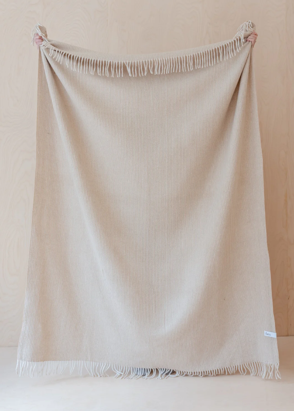 Recycled Wool Blanket in Camel Waffle