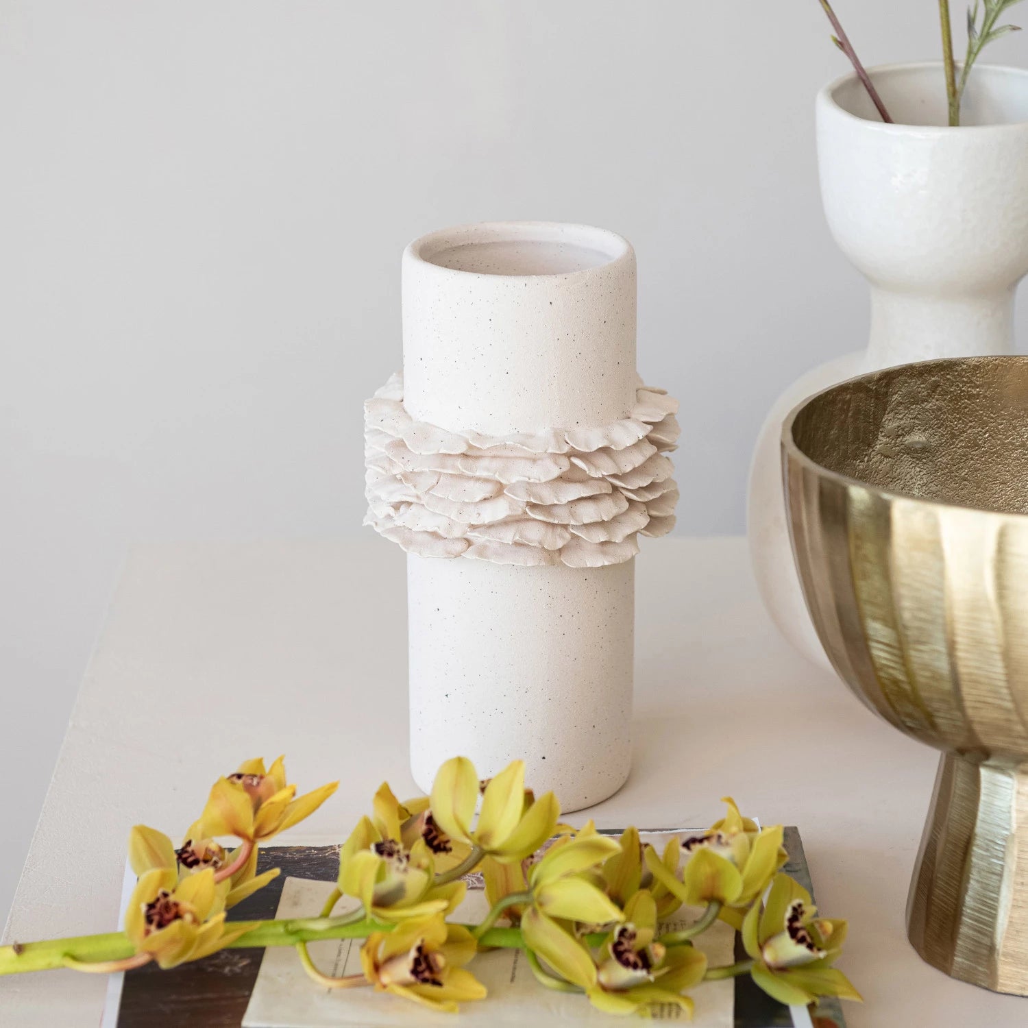 Stoneware Vase with Ruffles