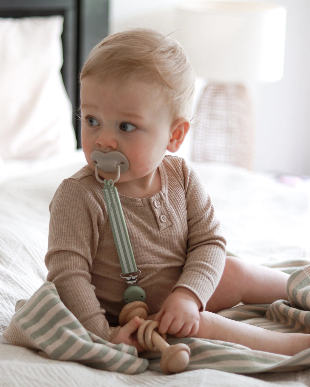 Carnival Pacifier Clip - Sage