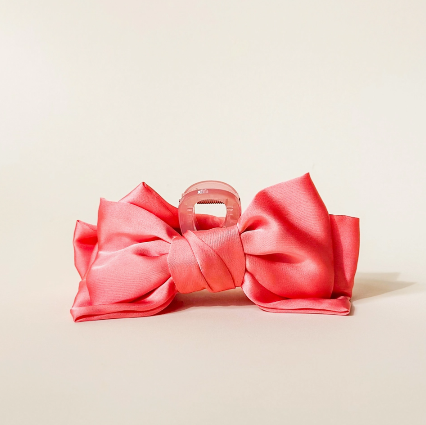 SATIN BOW HAIR TIE ROSE SATIN BOW HAIR TIE ROSE